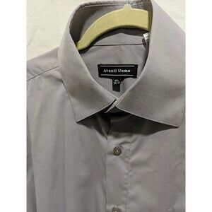 Avanti Uomo Mens Gray Dress Shirt Single Needle Tailoring French Cuff 16.5 36/37